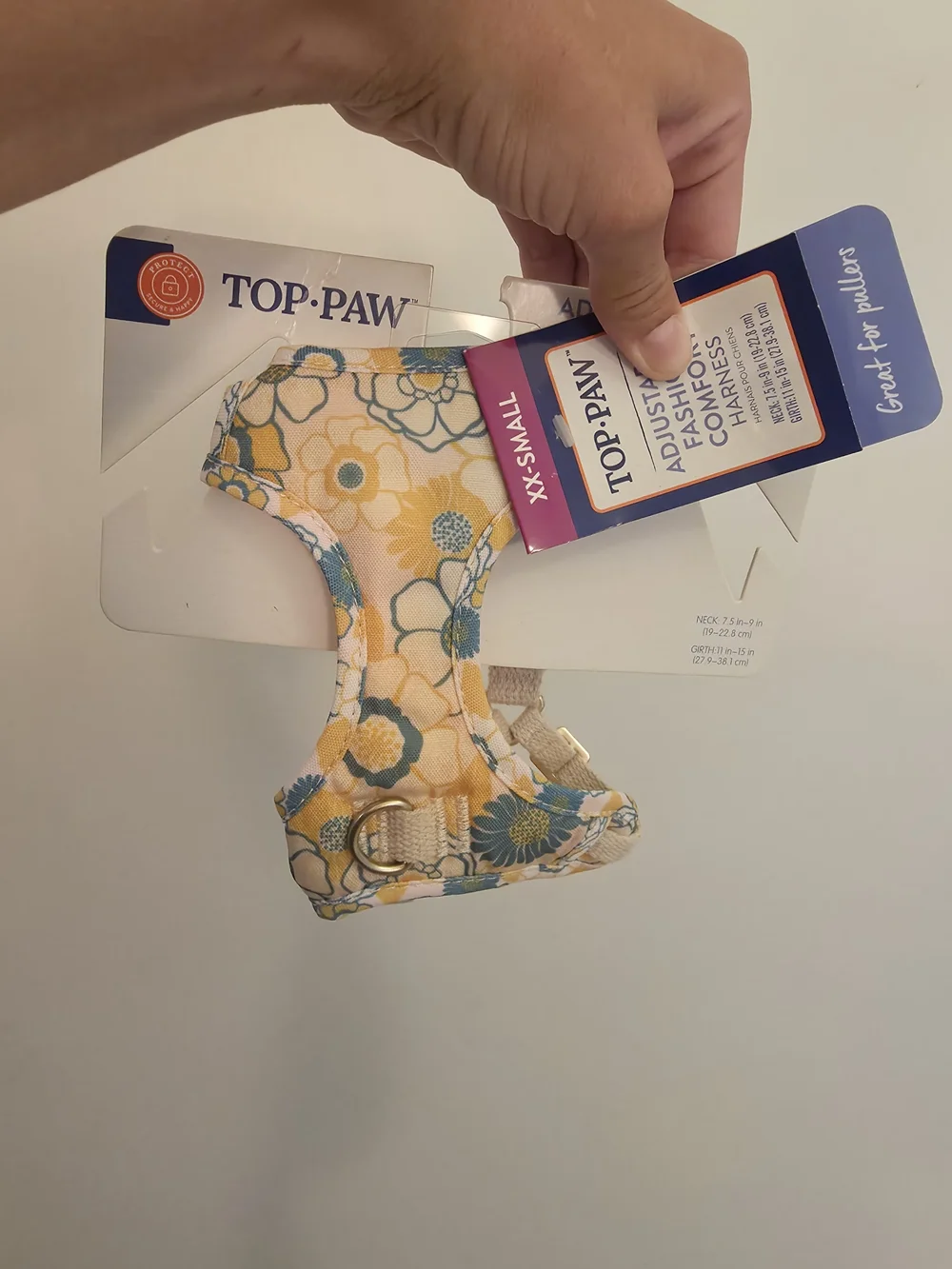 Top Paw Yellow & Blue Floral Adjustable Dog Harness